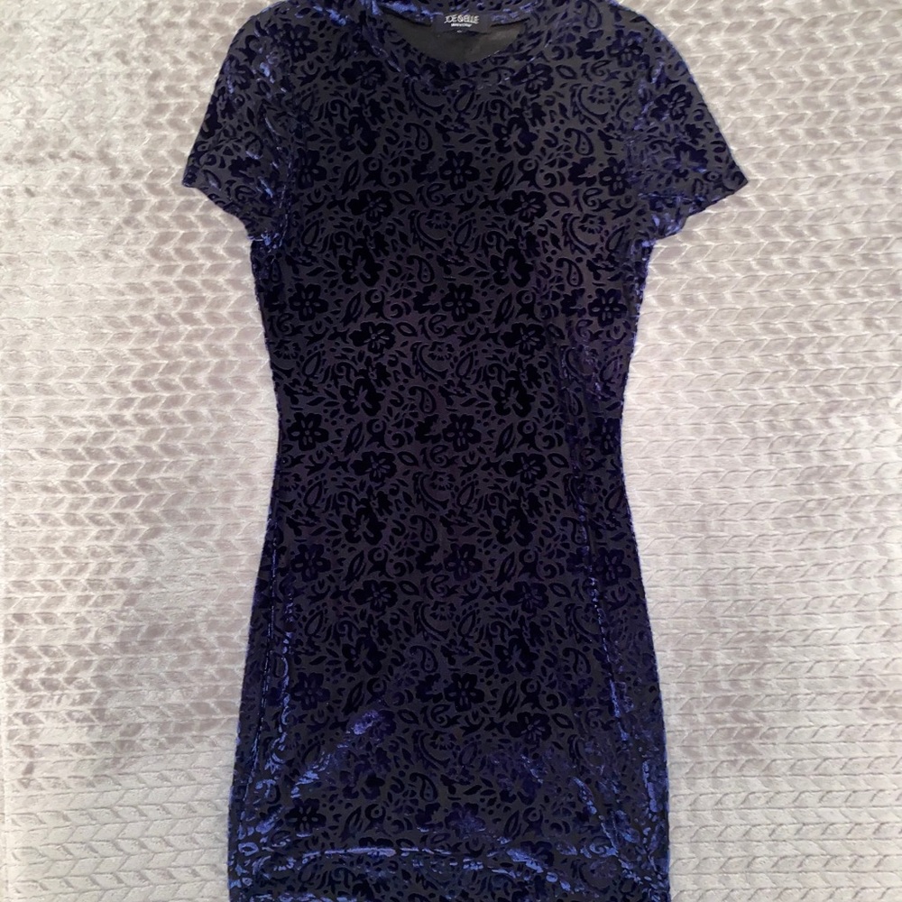 Joe & Elle Dresses Dark Blue Body-con Suede Dress